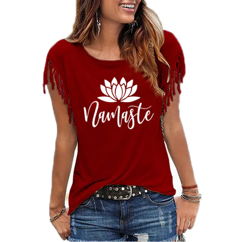 Namaste Tassel Sleeve T-Shirt