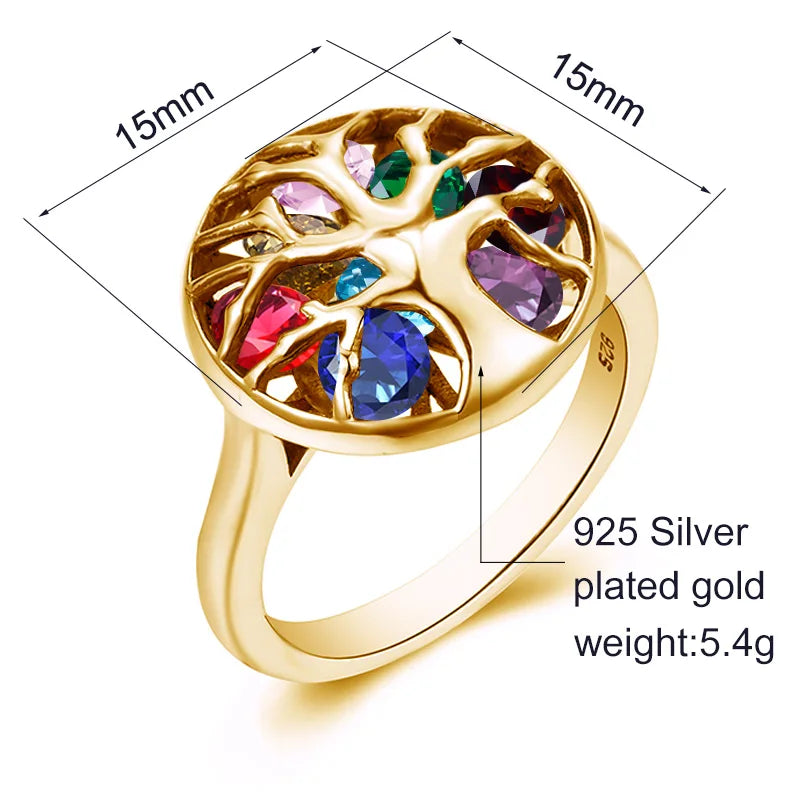 18K Gold Plated Sterling Silver Tree of Life Ring