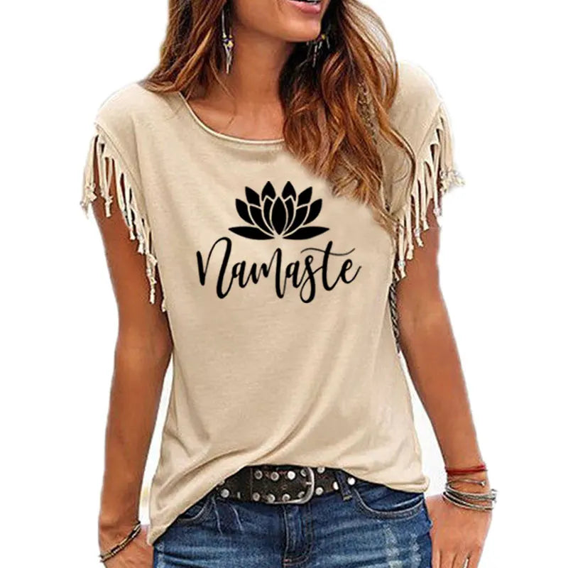 Namaste Tassel Sleeve T-Shirt