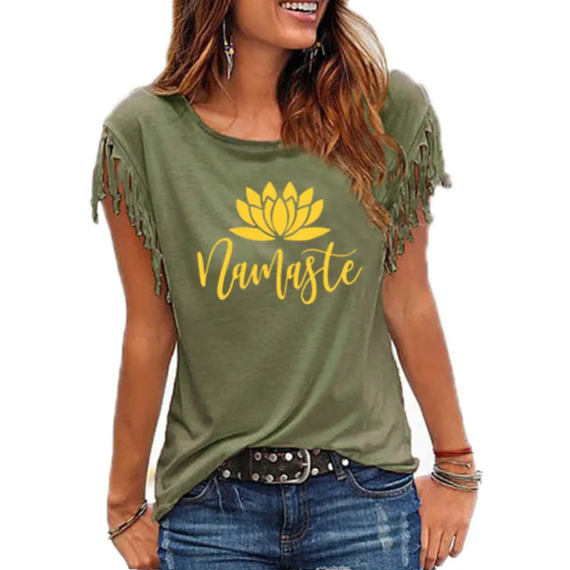 Namaste Tassel Sleeve T-Shirt