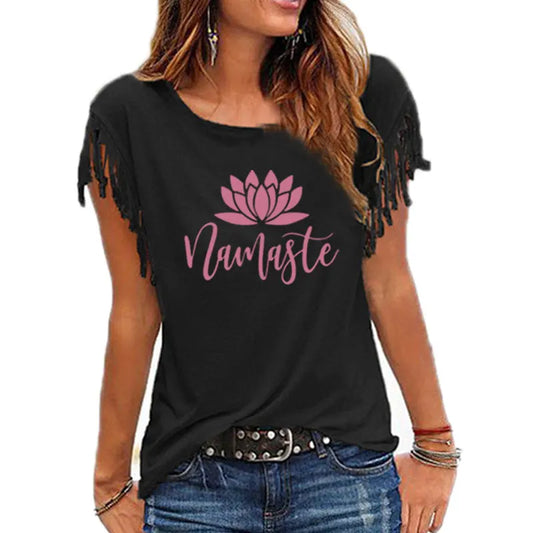 Namaste Tassel Sleeve T-Shirt