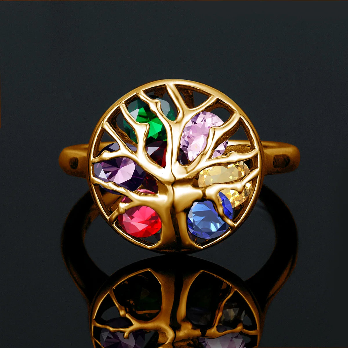 18K Gold Plated Sterling Silver Tree of Life Ring