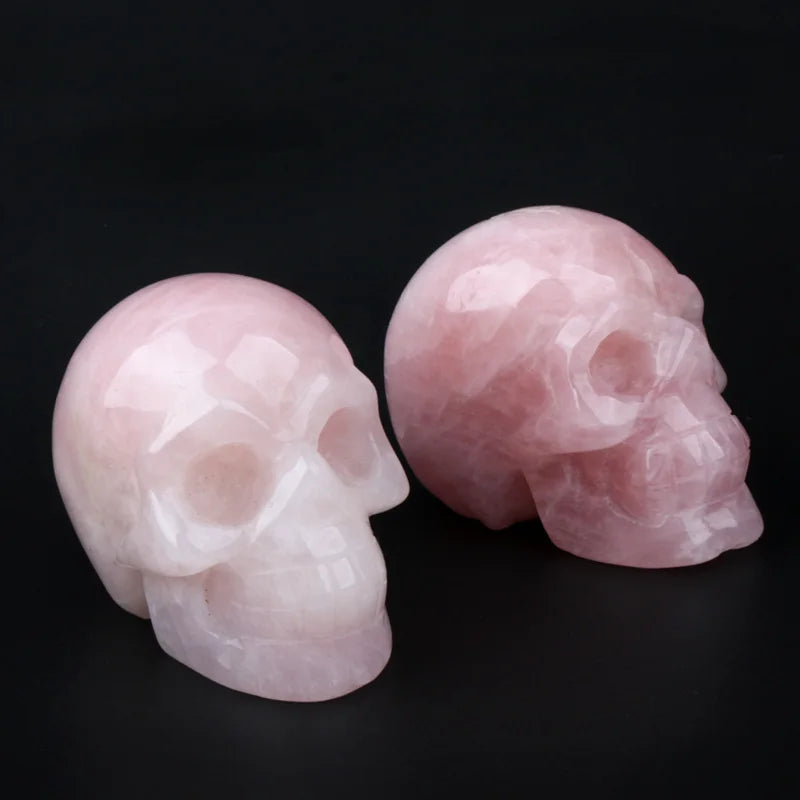 2" Natural Rose Quartz Crystal Skull