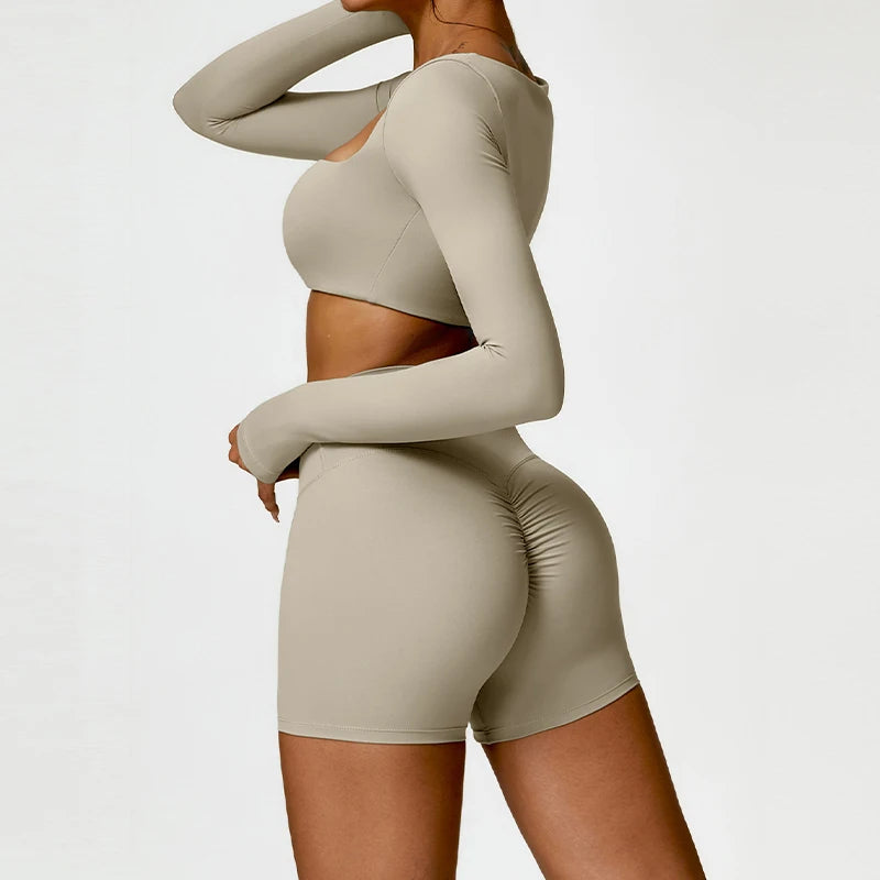 Long Sleeve Sport Suit/Shorts Set