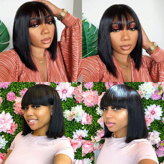 Brazilian Human Hair Wig with Bangs