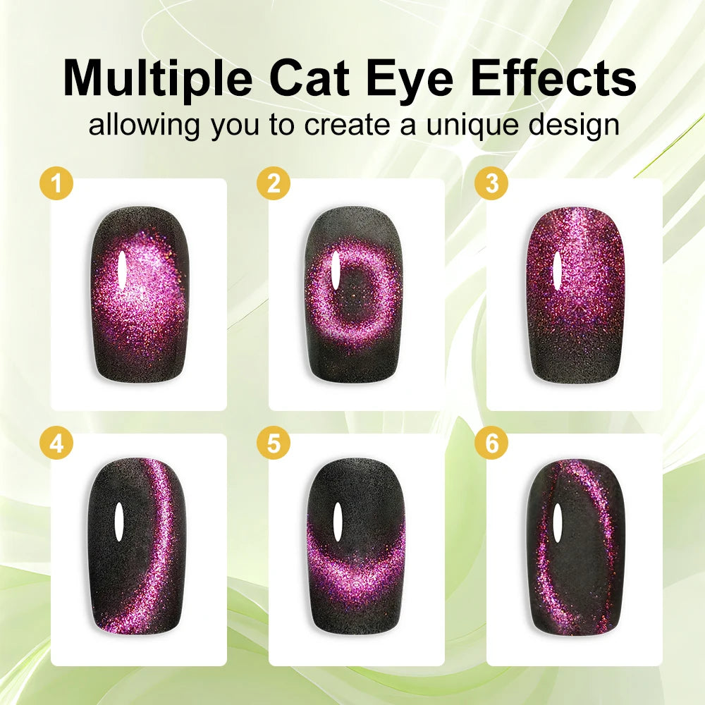 Rainbow Glitter Cat Eye Magnetic Nail Polish Set