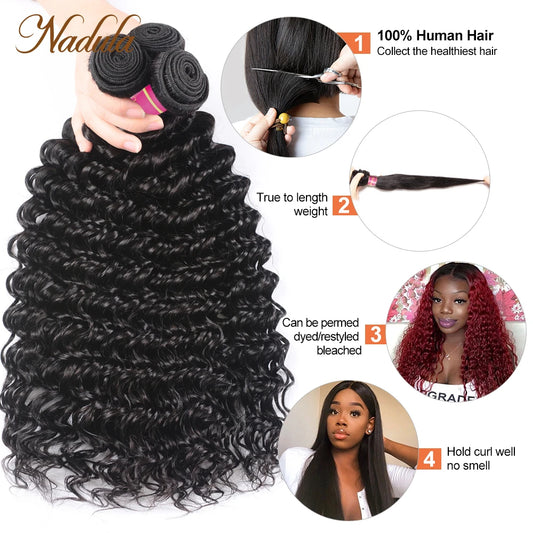 Human Hair Deep Wave Hair Weave