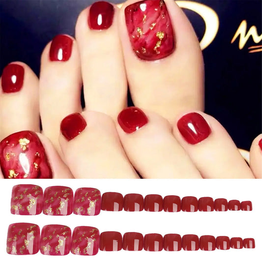 Red Gloss Toe Nail Extensions