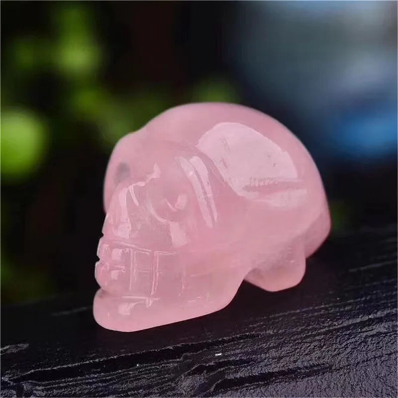 2" Natural Rose Quartz Crystal Skull