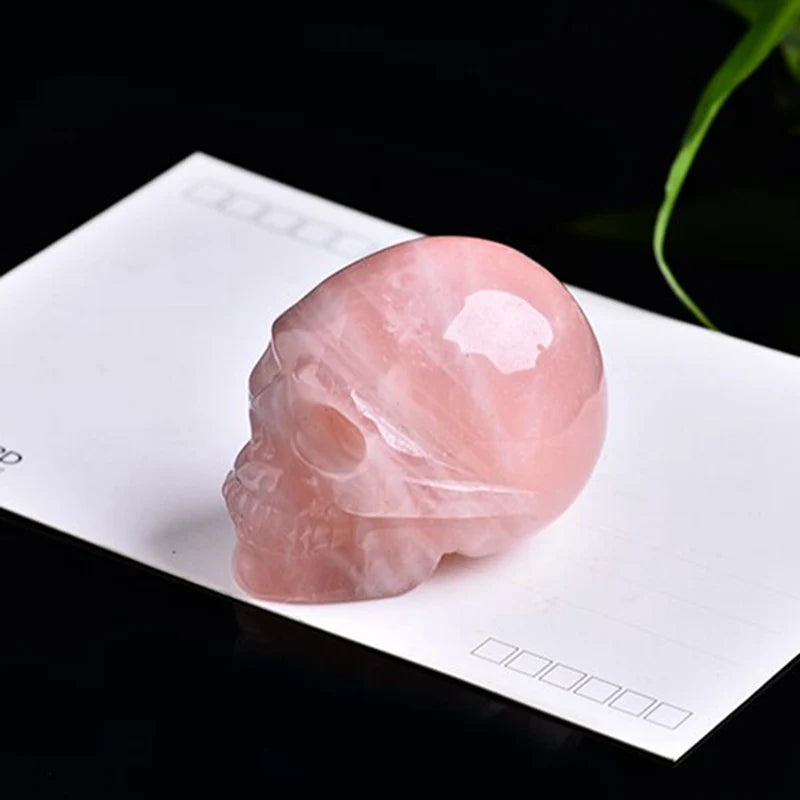 2" Natural Rose Quartz Crystal Skull