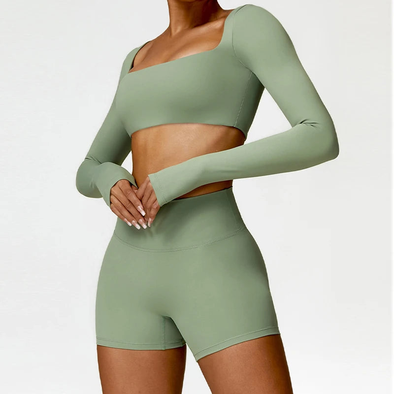 Long Sleeve Sport Suit/Shorts Set