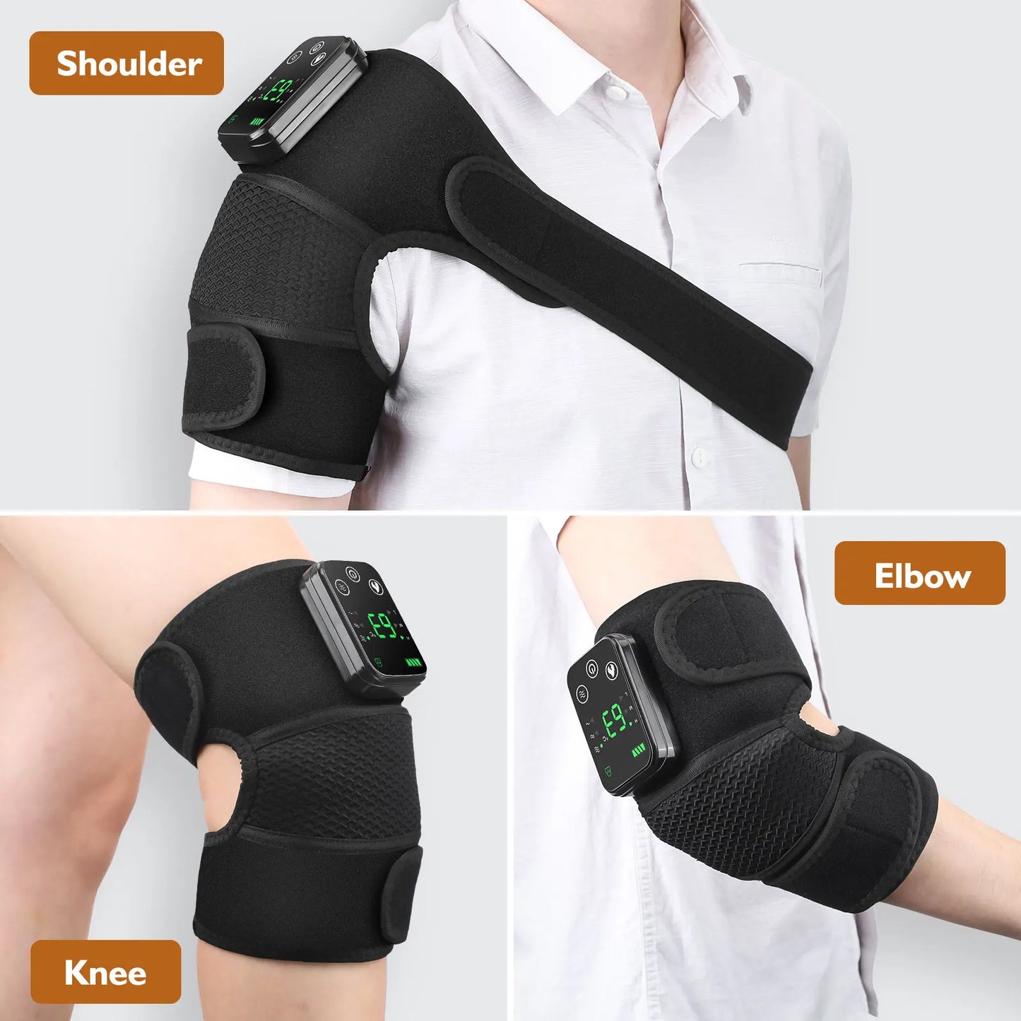 3 in 1 Shoulder Knee Elbow Heated Massage Support Brace